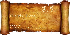 Burján Ilona névjegykártya